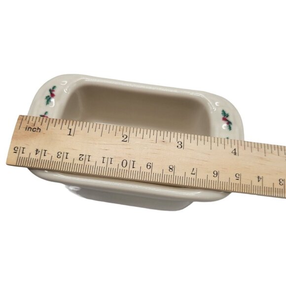 Longaberger Sweetener Sugar Packet Holder Holly Christmas Ceramic Woven Traditio - Picture 7 of 12